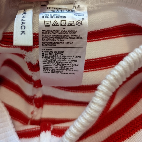 Janie and Jack white & red striped sweater pants size 12-18 M - Picture 7 of 7